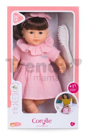Bábika Julie Mon Grand Poupon Corolle s hnedými klipkajúcimi očami a dlhé hnedé vlasy s hrebeňom 36 cm