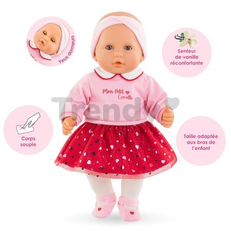 Bábika Albane Heart Petals Mon Grand Poupon Corolle s hnedými klipkajúcimi očami a špúliace ústočká 36 cm od 24 mes