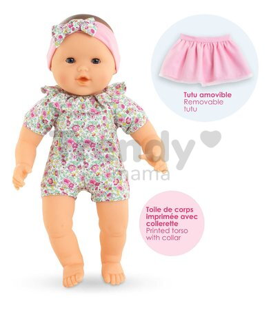 Bábika Mon Adorable Grand Poupon Blossom Garden Corolle s modrými klipkajúcimi očami špúliace ústočká so sukničkou 36 cm od 24 mes