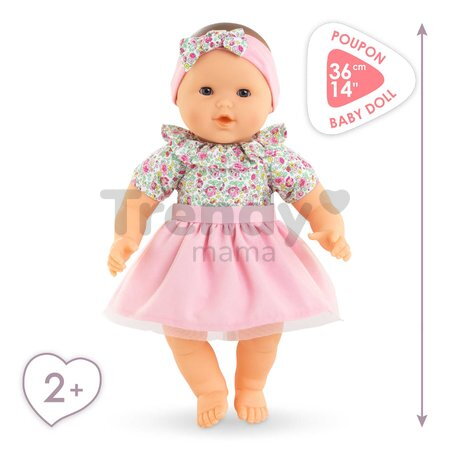 Bábika Mon Adorable Grand Poupon Blossom Garden Corolle s modrými klipkajúcimi očami špúliace ústočká so sukničkou 36 cm od 24 mes