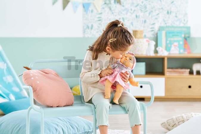 Bábika Mon Adorable Grand Poupon Blossom Garden Corolle s modrými klipkajúcimi očami špúliace ústočká so sukničkou 36 cm od 24 mes