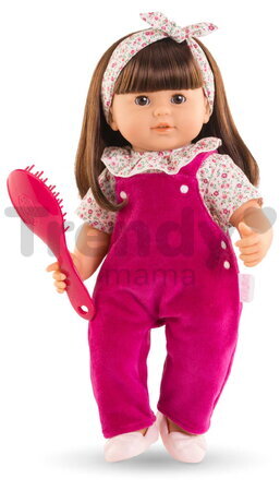 Bábika Julie Pink Grenadine Mon Grand Poupon Corolle s hnedými klipkajúcimi očami a dlhé hnedé vlasy s hrebeňom 36 cm