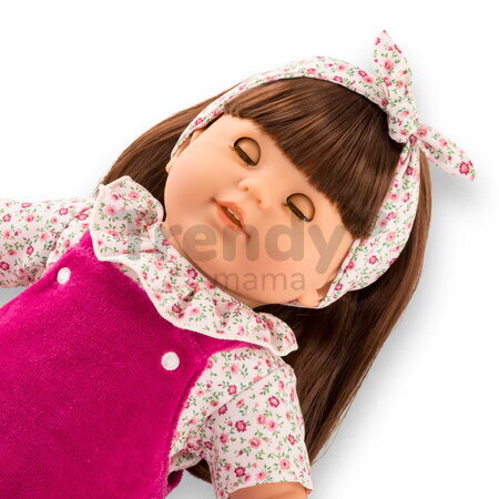 Bábika Julie Pink Grenadine Mon Grand Poupon Corolle s hnedými klipkajúcimi očami a dlhé hnedé vlasy s hrebeňom 36 cm