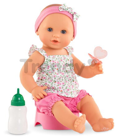 Bábika Emma pije a ciká Bath Baby Flowers Mon Grand Poupon Corolle s modrými klipkajúcimi očami a 3 doplnky 36 cm od 24 mes