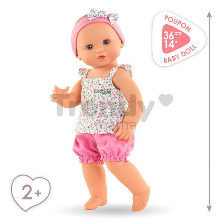 Bábika Emma pije a ciká Bath Baby Flowers Mon Grand Poupon Corolle s modrými klipkajúcimi očami a 3 doplnky 36 cm od 24 mes