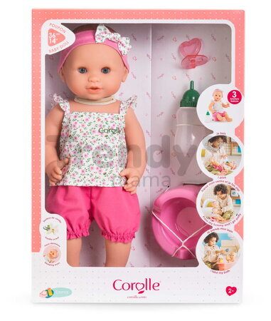 Bábika Emma pije a ciká Bath Baby Flowers Mon Grand Poupon Corolle s modrými klipkajúcimi očami a 3 doplnky 36 cm od 24 mes