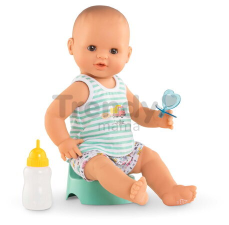 Bábika Paul pije a ciká Bath Baby Aqua Mon Grand Poupon Corolle s hnedými klipkajúcimi očami a 3 doplnky 36 cm od 24 mes