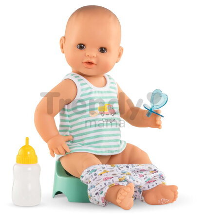 Bábika Paul pije a ciká Bath Baby Aqua Mon Grand Poupon Corolle s hnedými klipkajúcimi očami a 3 doplnky 36 cm od 24 mes