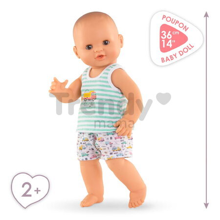 Bábika Paul pije a ciká Bath Baby Aqua Mon Grand Poupon Corolle s hnedými klipkajúcimi očami a 3 doplnky 36 cm od 24 mes