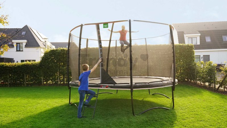 Trampolína s ochrannou sieťou a rebríkom PeakPro Exit Toys okrúhla priemer 427 cm čierna