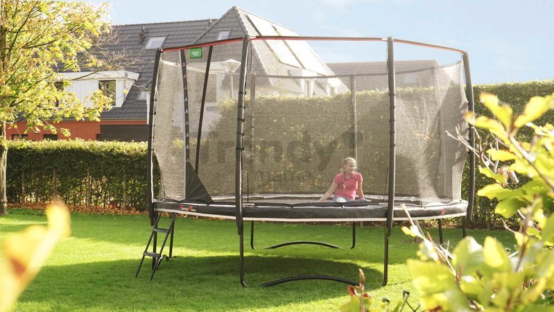 Trampolína s ochrannou sieťou a rebríkom PeakPro Exit Toys okrúhla priemer 427 cm čierna