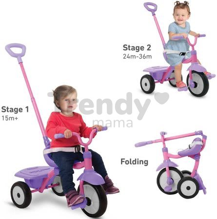 Trojkolka skladacia Folding Fun Trike 2in1 Pink smarTrike ružová s bezpečnostným pásom od 15 mes