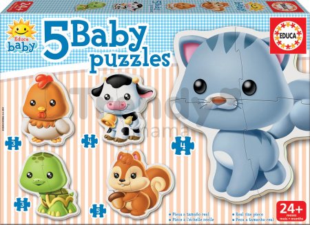 Baby puzzle Zvieratká s mačičkou Educa 5-obrázkové od 24 mes