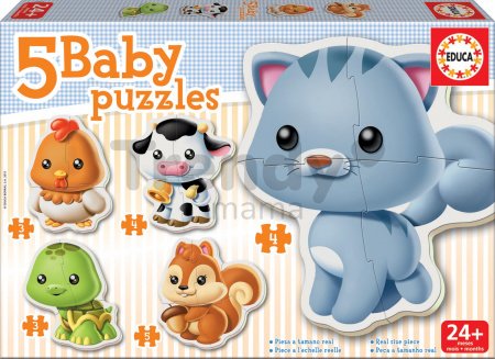 Baby puzzle Zvieratká s mačičkou Educa 5-obrázkové od 24 mes