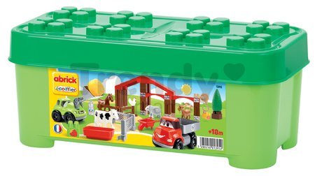 Stavebnica Abrick Farma Écoiffier s 2 autami a zvieratkami v dóze zelená od 18 mes