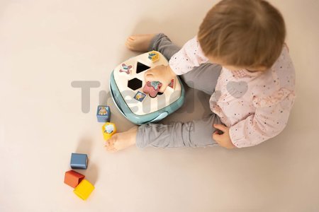 Didaktický košík s plachetnicou a skladacou vežou Awakenings and Bath Set Little Smoby s 8 kockami a 6 šálkami pre jemnú motoriku od 12 mes