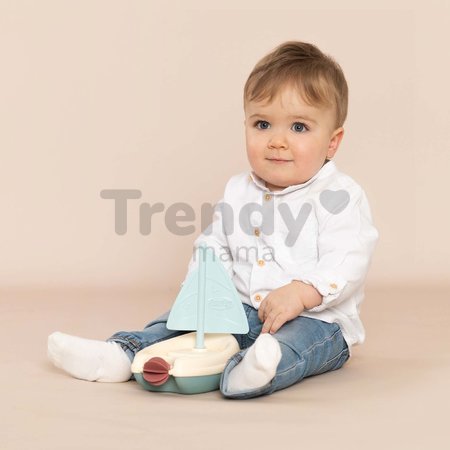 Didaktický košík s plachetnicou a skladacou vežou Awakenings and Bath Set Little Smoby s 8 kockami a 6 šálkami pre jemnú motoriku od 12 mes