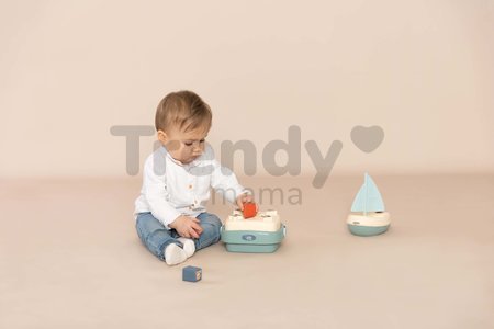 Didaktický košík s plachetnicou a skladacou vežou Awakenings and Bath Set Little Smoby s 8 kockami a 6 šálkami pre jemnú motoriku od 12 mes