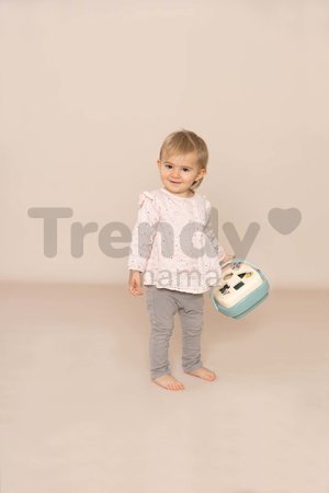 Didaktický košík s plachetnicou a skladacou vežou Awakenings and Bath Set Little Smoby s 8 kockami a 6 šálkami pre jemnú motoriku od 12 mes