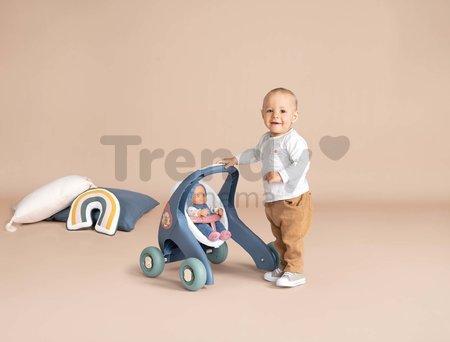 Didaktické chodítko a kočík Baby Walker 3v1 + Baby Doll Little Smoby s 30 cm bábikou a brzdovým systémom od 12 mes