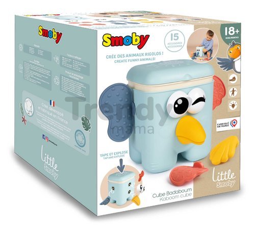 Didaktická kocka Kaboom Cube Little Smoby skladanie rôznych druhov zvieratiek pre jemnú motoriku s 15 doplnkami od 18 mes
