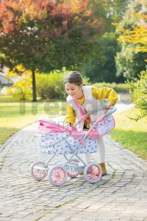 Hlboký kočík Carriage Mon Grand Poupon Corolle skladací pre 36-52 cm bábiku výškovo nastaviteľný s taškou od 3 rokov