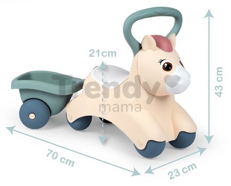 Odrážadlo s prívesom Baby Pony Ride On Little Smoby ergonomicky tvarované s veľkým držadlom pre najmenších od 12 mes