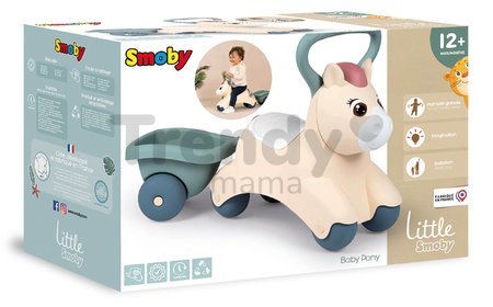 Odrážadlo s prívesom Baby Pony Ride On Little Smoby ergonomicky tvarované s veľkým držadlom pre najmenších od 12 mes