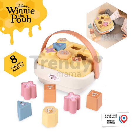 Didaktický košík Winnie the Pooh Sorter Basket Smoby so 8 vkladacími kockami od 12 mes