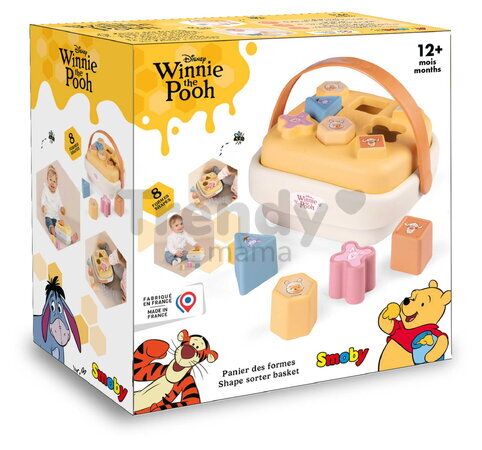 Didaktický košík Winnie the Pooh Sorter Basket Smoby so 8 vkladacími kockami od 12 mes
