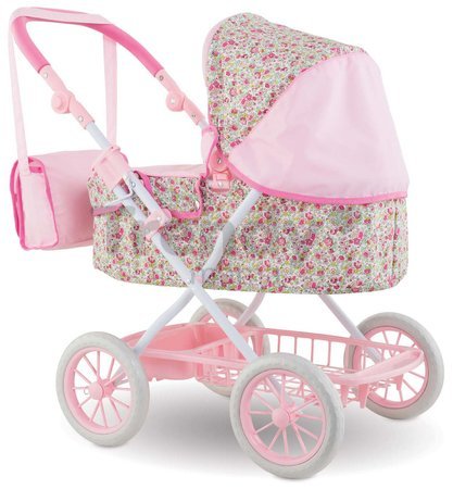 Hlboký kočík s taškou na prebaľovanie Carriage Floral Corolle skladací pre 36-52 cm bábiku výškovo nastaviteľný