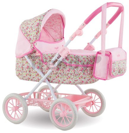 Hlboký kočík s taškou na prebaľovanie Carriage Floral Corolle skladací pre 36-52 cm bábiku výškovo nastaviteľný