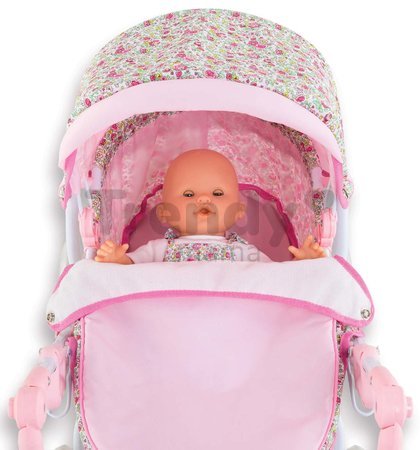 Hlboký kočík s taškou na prebaľovanie Carriage Floral Corolle skladací pre 36-52 cm bábiku výškovo nastaviteľný