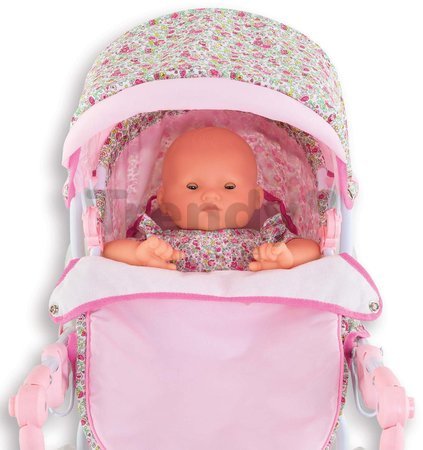 Hlboký kočík s taškou na prebaľovanie Carriage Floral Corolle skladací pre 36-52 cm bábiku výškovo nastaviteľný