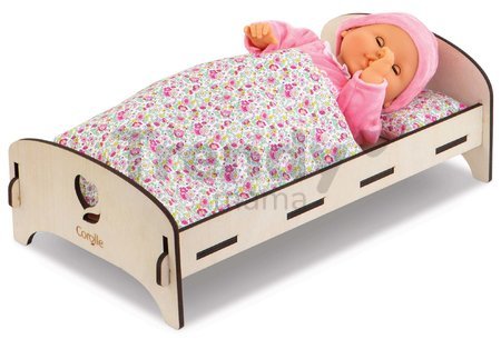 Drevená postieľka Wooden Bed Floral Corolle pre 30-36 cm bábiku