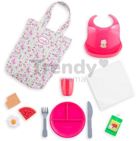 Jedálenská súprava s taškou a podbradníkom Large Meal Set Corolle pre 36-42 cm bábiku 11 doplnkov od 24 mes