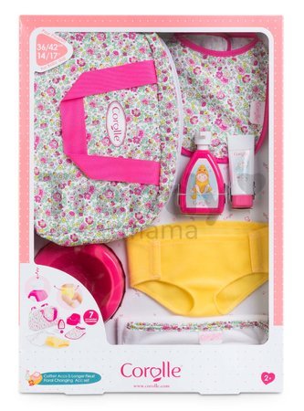 Prebaľovacia taška Changing Bag Floral Corolle pre 36 cm bábiku 7 doplnkov od 24 mes