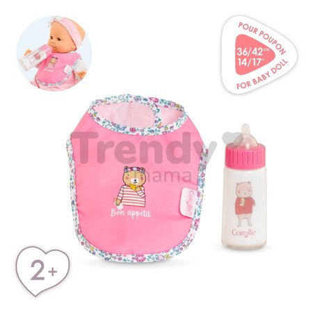 Podbradník a fľaša s mliekom pre bábiku Bib & Magic Milk Bottle Mon Grand Poupon Corolle pre 36-42 cm bábiku od 24 mes