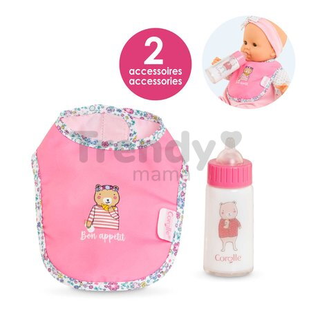 Podbradník a fľaša s mliekom pre bábiku Bib & Magic Milk Bottle Mon Grand Poupon Corolle pre 36-42 cm bábiku od 24 mes