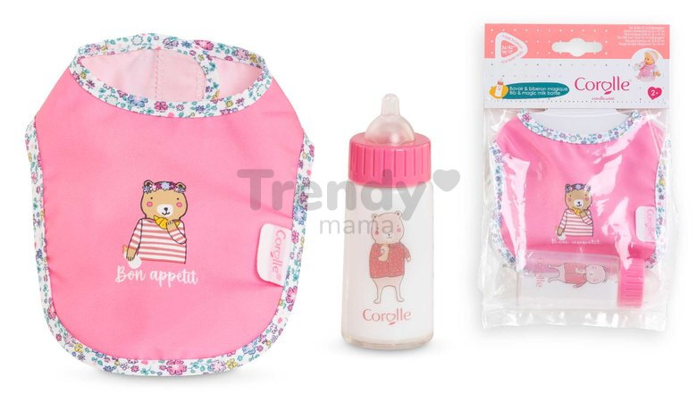 Podbradník a fľaša s mliekom pre bábiku Bib & Magic Milk Bottle Mon Grand Poupon Corolle pre 36-42 cm bábiku od 24 mes