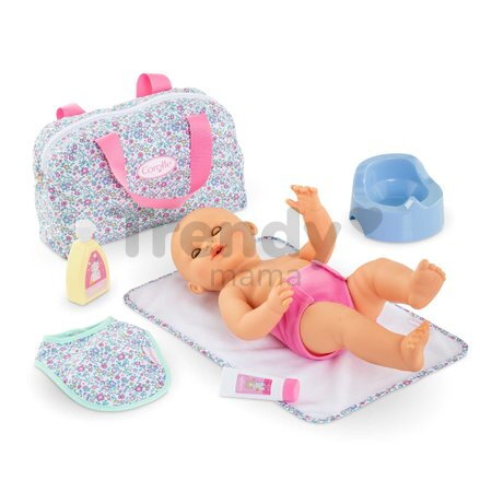 Prebaľovacia taška pre bábiku Flowered Changing Accessories Set Corolle pre 36 cm bábiku 7 doplnkov od 24 mes