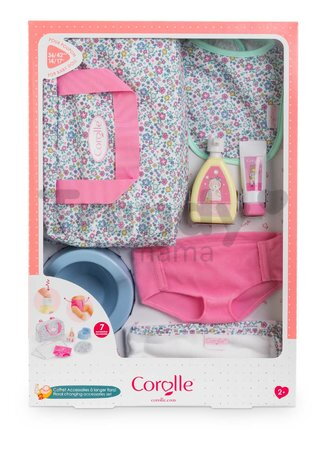 Prebaľovacia taška pre bábiku Flowered Changing Accessories Set Corolle pre 36 cm bábiku 7 doplnkov od 24 mes