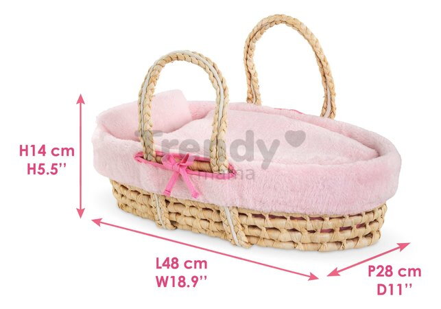 Prútený košík s prikrývkou a vankúšom pre bábiku Braided Basket Set Plush Corolle pre 36-42 cm bábiku