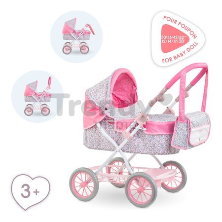 Hlboký kočík pre bábiku Flowered Carriage Corolle s taškou na prebaľovanie pre 30-52 cm bábiku