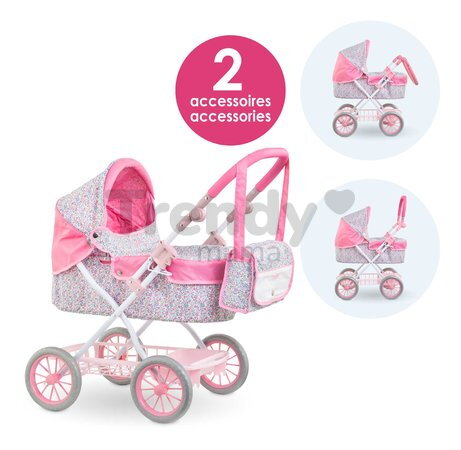 Hlboký kočík pre bábiku Flowered Carriage Corolle s taškou na prebaľovanie pre 30-52 cm bábiku