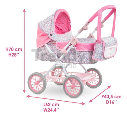 Hlboký kočík pre bábiku Flowered Carriage Corolle s taškou na prebaľovanie pre 30-52 cm bábiku
