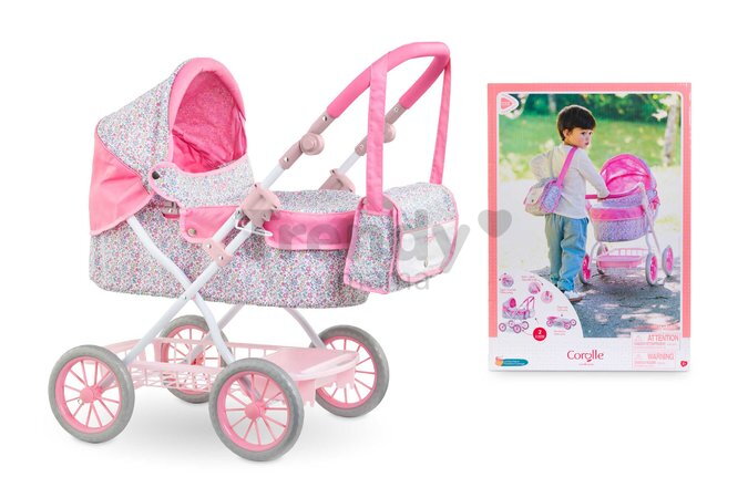 Hlboký kočík pre bábiku Flowered Carriage Corolle s taškou na prebaľovanie pre 30-52 cm bábiku