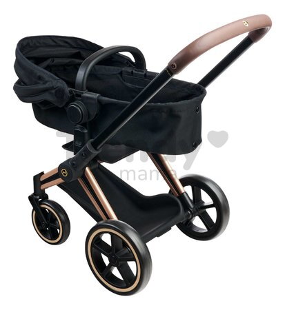 Kočík trojkombinácia pre bábiku Cybex Black 3in1 Priam Corolle skladací s multifunkčnými prednými kolesami pre 36-52 cm bábiku