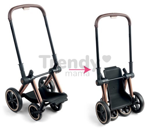 Kočík trojkombinácia pre bábiku Cybex Black 3in1 Priam Corolle skladací s multifunkčnými prednými kolesami pre 36-52 cm bábiku
