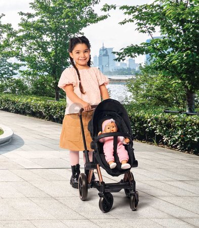 Kočík trojkombinácia pre bábiku Cybex Black 3in1 Priam Corolle skladací s multifunkčnými prednými kolesami pre 36-52 cm bábiku